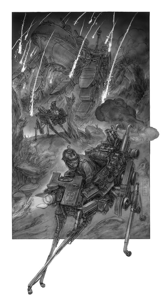 Illustration for article titled A Deadly Diesel-Powered Walking Machine From An Alternate 1914